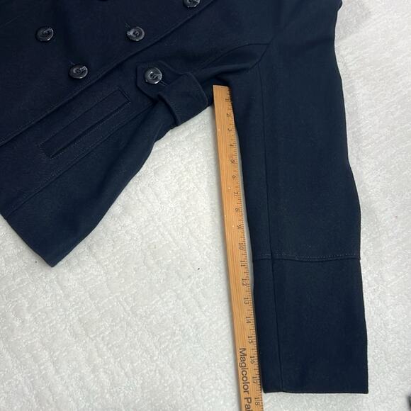 New Nine West navy double breasted wool blend collared button up pea coat 14 - Picture 12 of 13